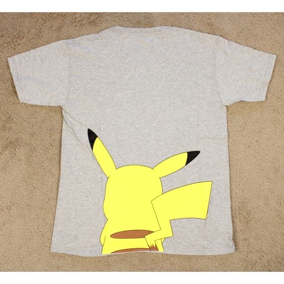 Pokemon Pikachu Peeking Graphic Tee T-Shirt Boys (M) Gray Cotton Licensed NWOT - Picture 7 of 8